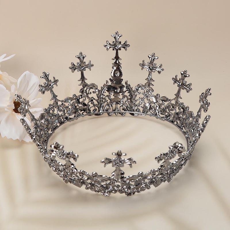 Retro Palace Crown Crown Baroque Iron Cross Decorative Crown High-end Headwear