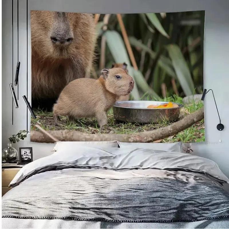 Гобелен с изображением животных капибары, украшение для офиса, гостиной, настенный гобелен для дома