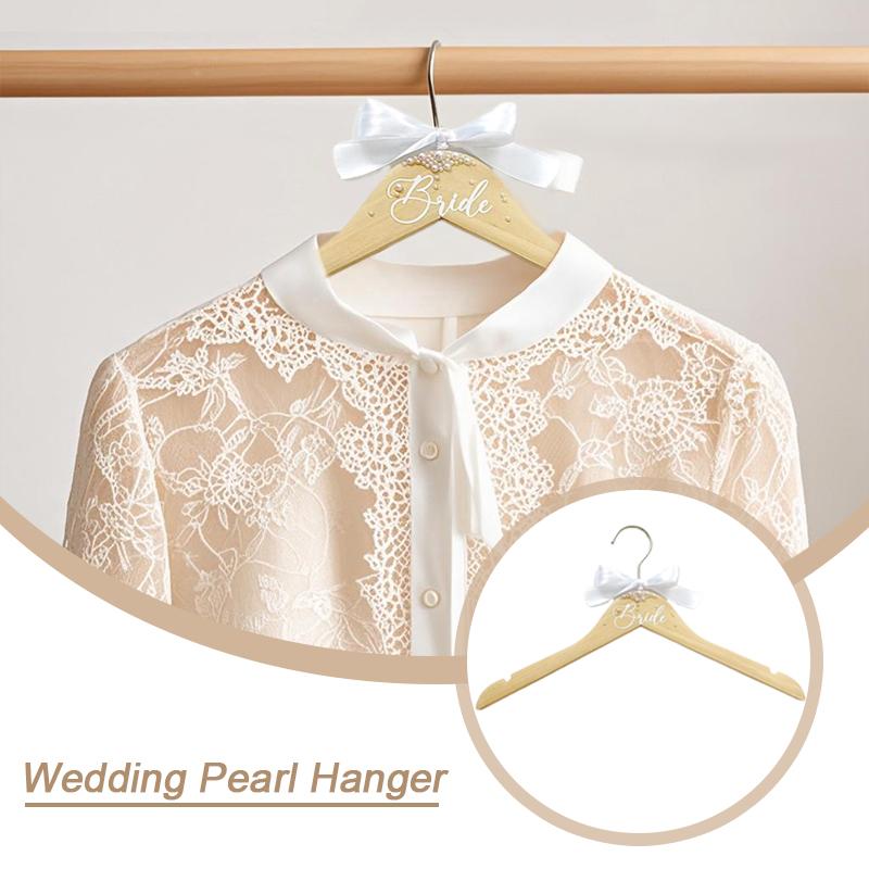 1 шт. Ленточная вешалка-бантик с жемчужными акцентами, свадебная вешалка, девичник, деревянные свадебные вешалки, подарки жениху и невесте 38 см