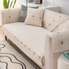 Sofa Cushion Plush Non-slip Thicken Sofa Cover Cushion Flannel Sofa Cover Universal Solid Color Lace Dust-proof Sofa Seat Cover