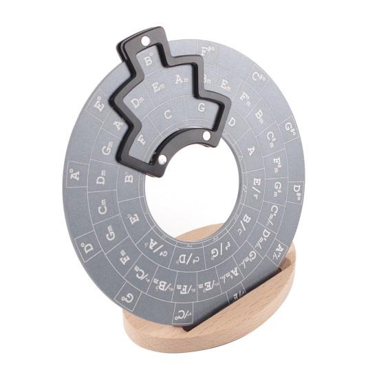 Круглый металлический инструмент для аккордов Circle of Fifths Wheel с деревянной подставкой для музыкальных инструментов