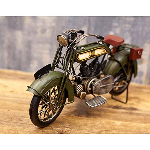 Vintage Tin Object "Old Bike" (Green) Height 17cm X Length 30cm X Depth 7cm (1204E-2971) Interior Bike Retro Interior American Goods