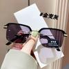 High definition anti-blue reading glasses men and women business classic eyebrow frame half frame reading glasses metal large frame flat mirror