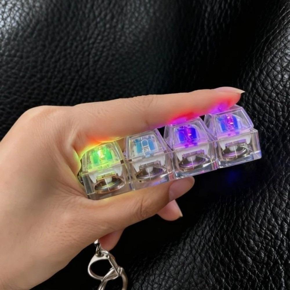 Silent Operation Light Up Keyboard Keychain Glowing Stress Relief Clicker LED Button Decompression