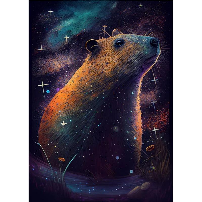 Милый космический астронавт капибара портрет плакат принт холст живопись смешные животные настенное искусство для украшения детской спальни дома
