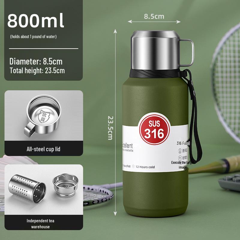 Термобутылка из нержавеющей стали 316 большой вместимости с разделением чая и воды для мужчин и женщин - Идеально подходит для путешествий на автомобиле и занятий спортом