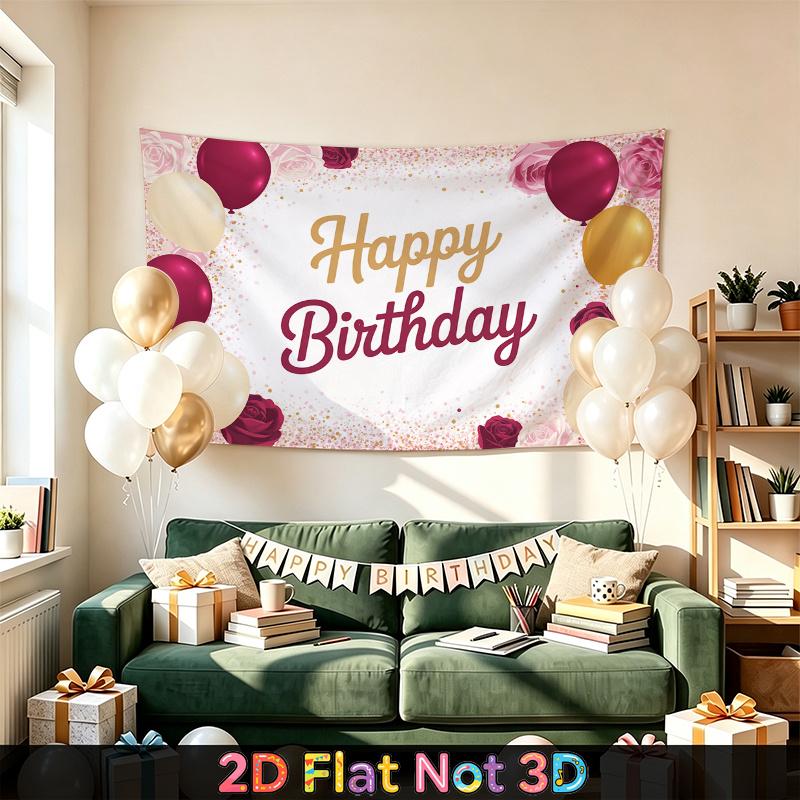 Party Backdrop Happy Birthday Birthday Wedding Floral Balloon Photo Booth Background Front Door Decor
