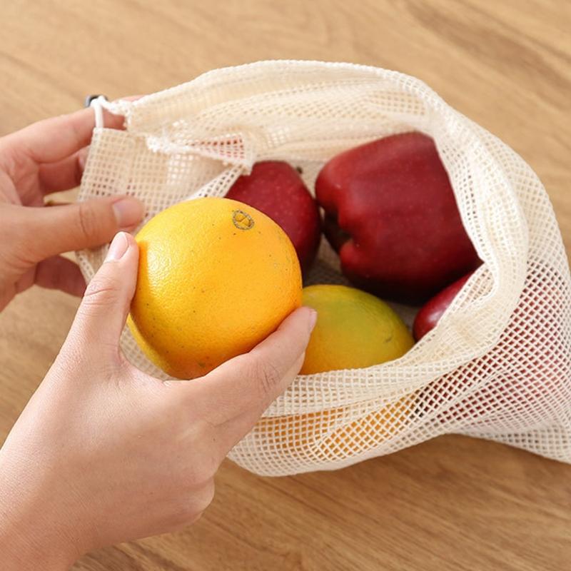 Дышащие хлопковые мешки на завязках Разные размеры Для свежести Продукты Кухонная организация Экологичные