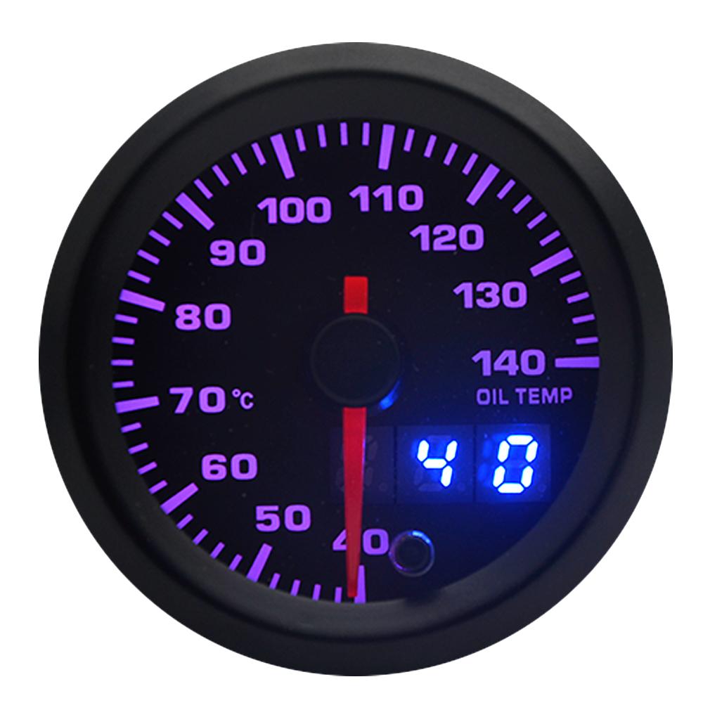 2" 52mm 7 Colors LED Car Oil Temp Gauge 40-140 Celsius Oil Temperature Analog/Digital Dual Display Car Meter With Sensor