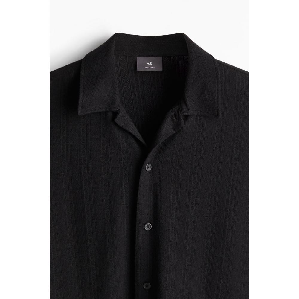 Рубашка из джерси с кружевом HM Regular Fit, черная