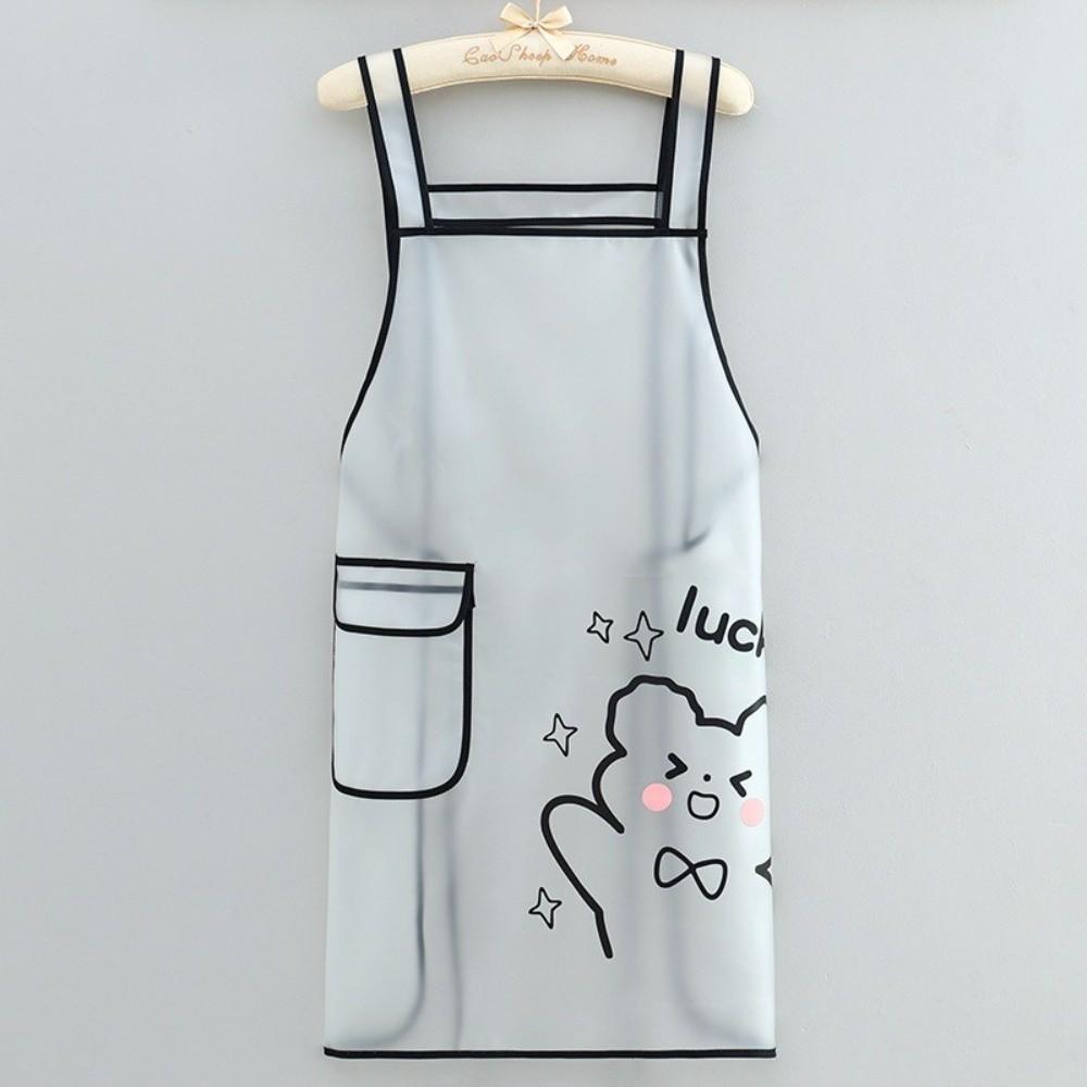 Transparent Waterproof TPU Apron Dirt-Proof Oil Resistant Apron Cartoon Cleaning Aprons Home Use