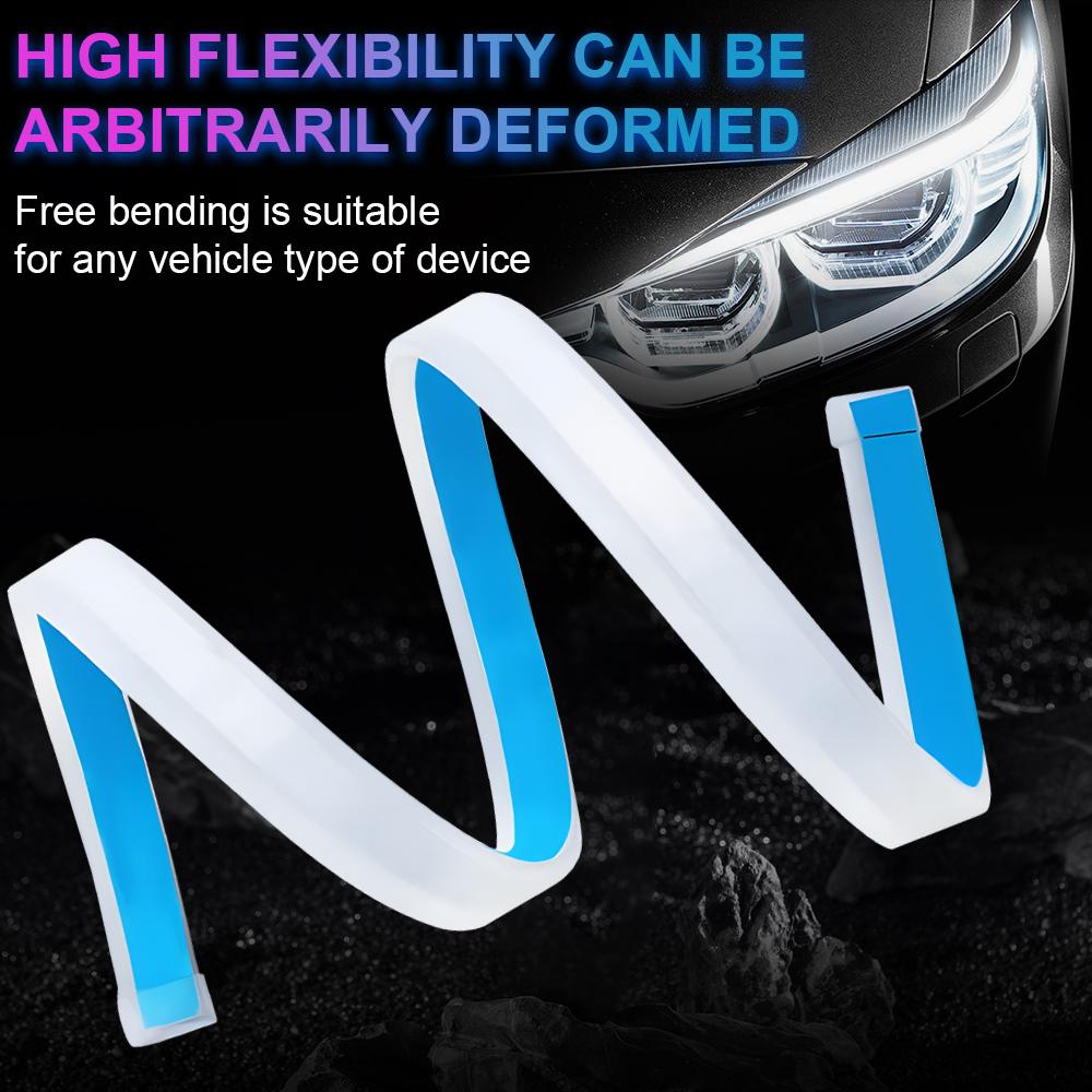 2PCS 12V Led Guide Headlight Strips Car Daytime Running Light 45cm Flow Turn Signal Strip DRL Ambient Light White Yellow