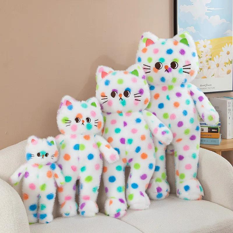 45-80 см Кавайная Плюшевая Игрушка Кошка в Горошек Кукла Подушка Подушка Мультяшная Бело-Красная Большого Размера Спящая Плюшевая Кукла Подарок Для Девушки