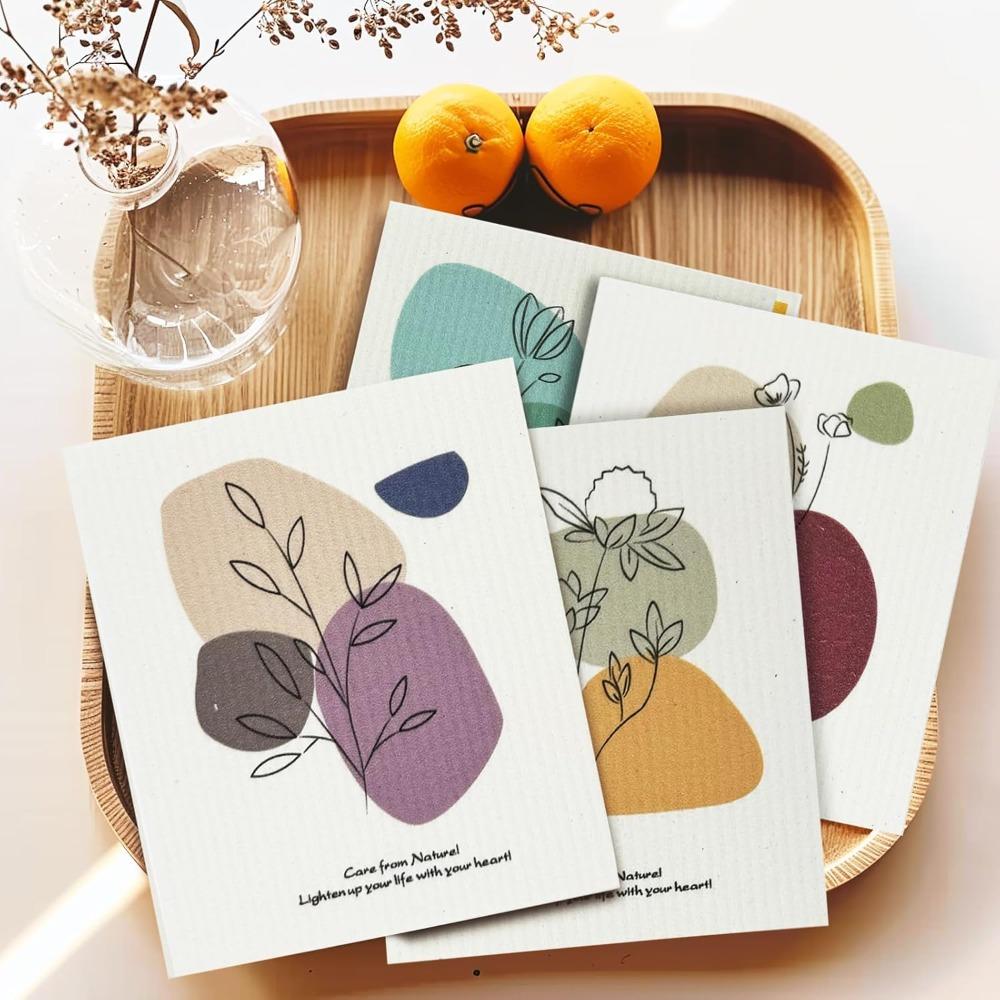 Цветная целлюлозная губчатая ткань многоразовые ультраабсорбирующие полотенца для посуды кухонные полотенца