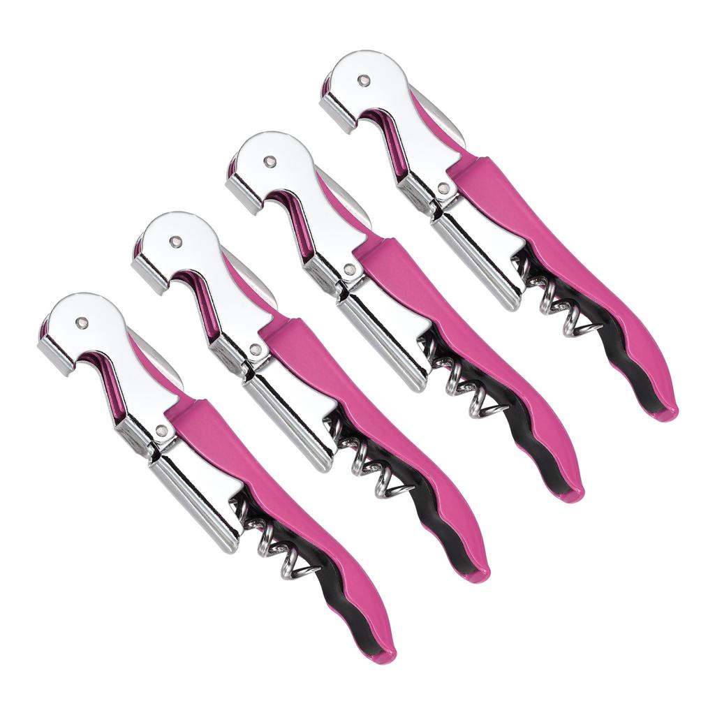 2/4Pcs Professional Waiters Corkscrew Stainless Steel Wine Key with Ergonomic Wood Grip Beer Bottle Opener and Foil Cutter