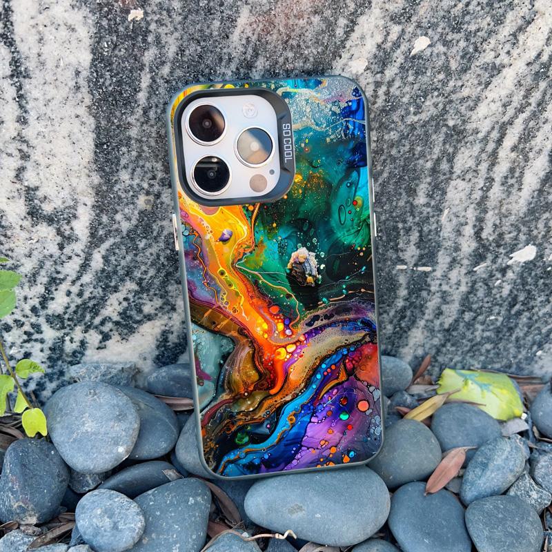 New Retro Color Texture Pattern Phone Case For iPhone 15 14 Pro Max Plus 16 Pro Max 13 Mini 12 11 Pro Max Shockproof Laser Cover