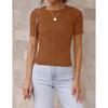 Women Short Sleeve Crew Neck Slim Fit Knit T Shirt