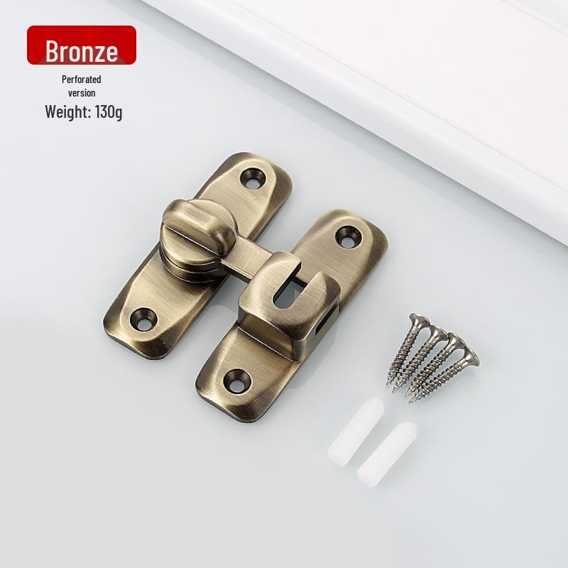Thickened Zinc Alloy No-Drill 90° Door Latch & Sliding Bolt Lock