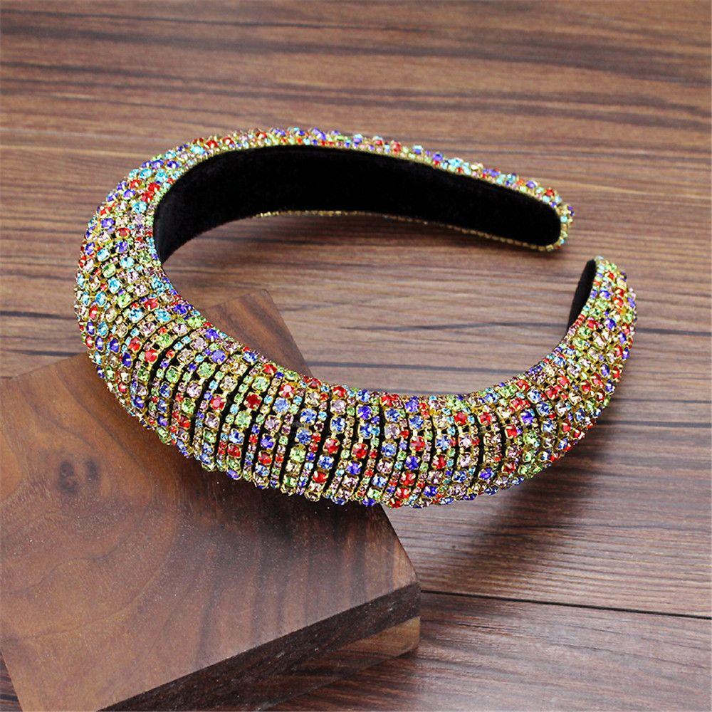 Ручная работа Ободок для волос Обруч для волос Полностью хрустальный Свадебный головной убор Барочная диадема Стразы Жемчуг Хайбанд