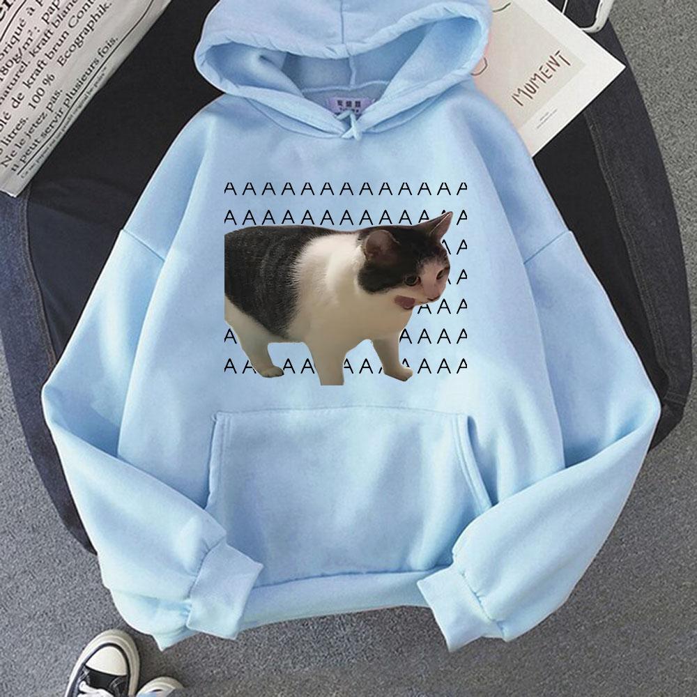 Милые толстовки с рисунком кота и мема унисекс эстетическая одежда осень-зима флисовые толстовки повседневные с длинным рукавом Sudadera смешные