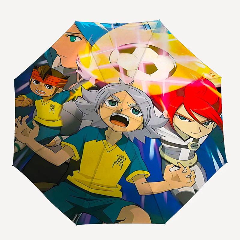 1 шт. Внешний зонт Captain Tsubasa - Автоматическое открытие/закрытие, Портативная 3-складная конструкция с 8-реберным железным каркасом - Идеальный подарок для фанатов, путешественников, Дай