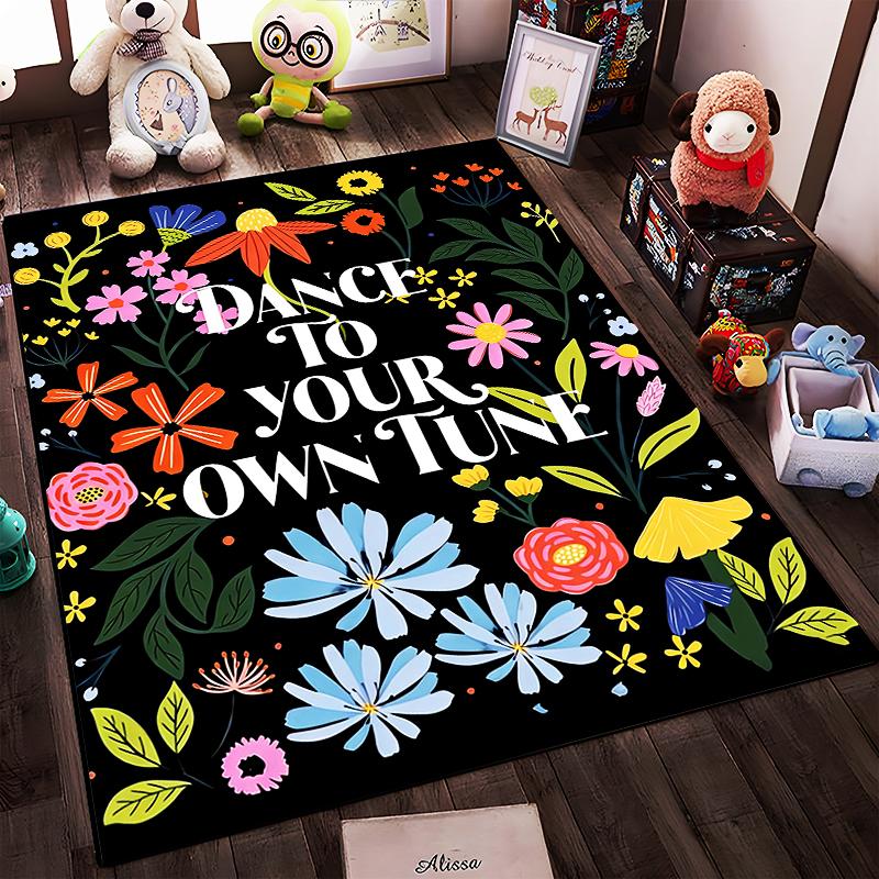 "Dance to Your Own Tune Floral Carpet with Vibrant Flower Design" Suitable for use as an anti-slip for living room bedroom sofas