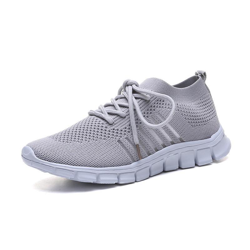 New Women's Shoes Shallow Mouth Thick Sole Spring and Autumn Breathable Fly-woven Soft Sole Comfortable Sports and Leisure Shoes