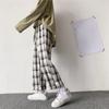 Harajuku прямые свободные брюки в клетку для мужчин, брюки для бега в клетку, корейская уличная одежда, осенние мужские повседневные спортивные штаны