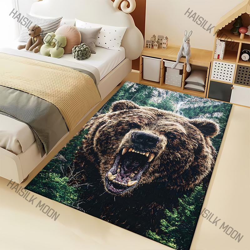 Irritable Brown Bear Pattern Carpet for Living Room Bedroom Sofa Home Decor Non-slip Floor Mat Large Size Multi-Size Selection