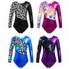 Gymnastics Leotards for Girls Sparkly Dancewear Long Sleeves Printed Jumpsuit Yoga Ballet Dance Clothes