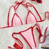 European and American pink lace-up sexy swimsuit bikini vacation atmosphere Spice girl split swimsuit spot
