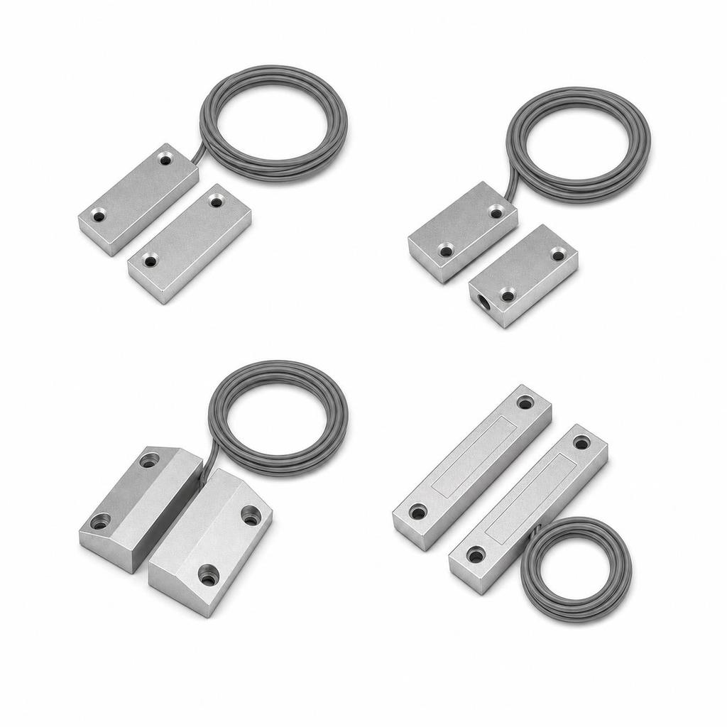 2 Pairs MC-51 MC-52 MC-56 MC-58 Wired Magnetic Door Window Contact Sensor NC NO Reed Switch for Metal Gate Security Alarm System Replacement Sensors2