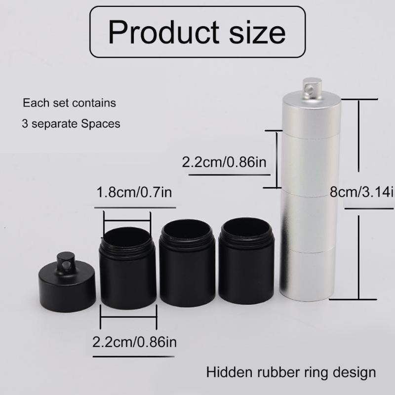 Aluminum Alloys Pills Box Waterproofs Medicine Box Case Keychains Holder Container Bottles 3 Grids Small Medicine Bottles