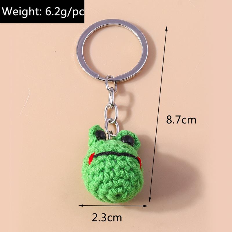 Cute Handmade Knitted Animal Keychain Crocheted Frog Keyring Pendant Key Holder for Women Girls Handbag Charms DIY Jewelry Gifts