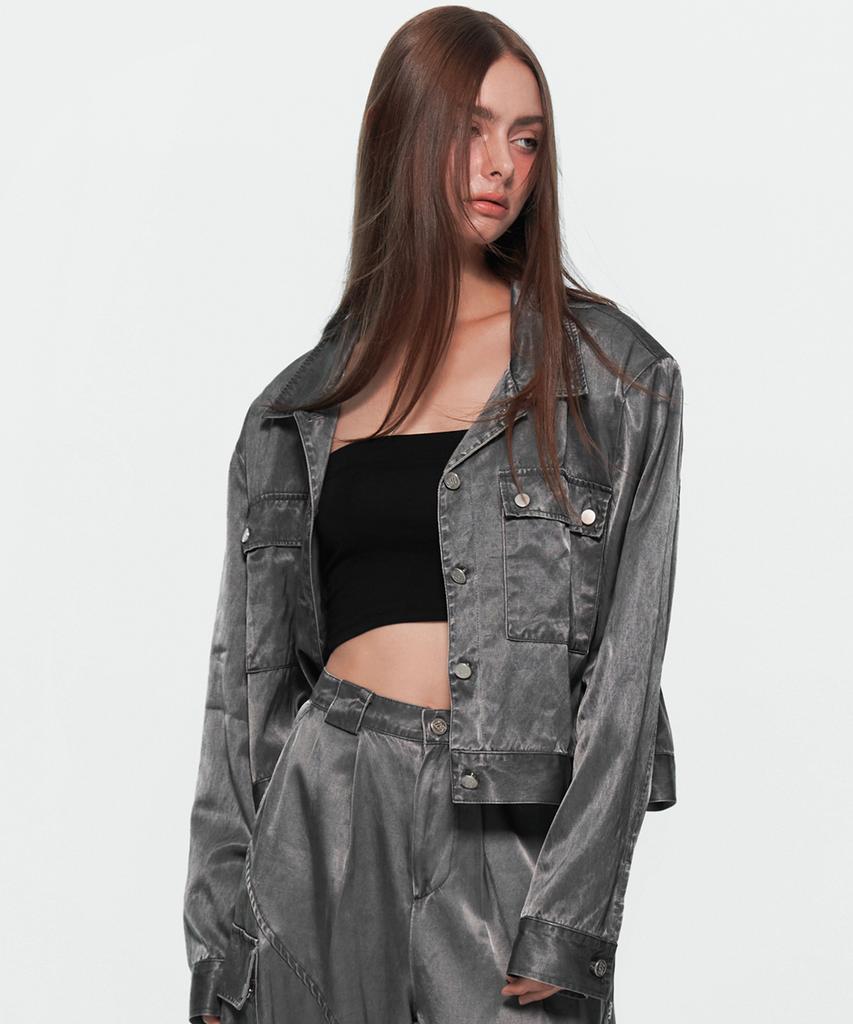 UUM Gloss Bio Crop Jacket Gray