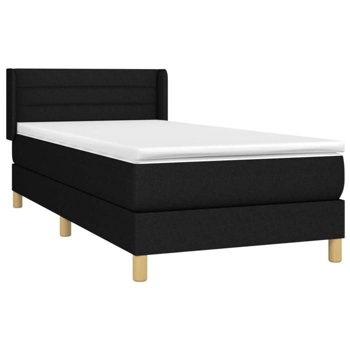 Maison Exclusive - Sommier à lattes de lit avec matelas Noir 90x200 cm Tissu