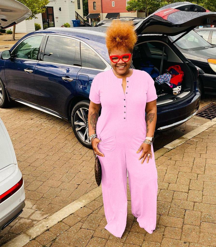 Женский повседневный комбинезон на пуговицах больших размеров - Европейский и американский стиль