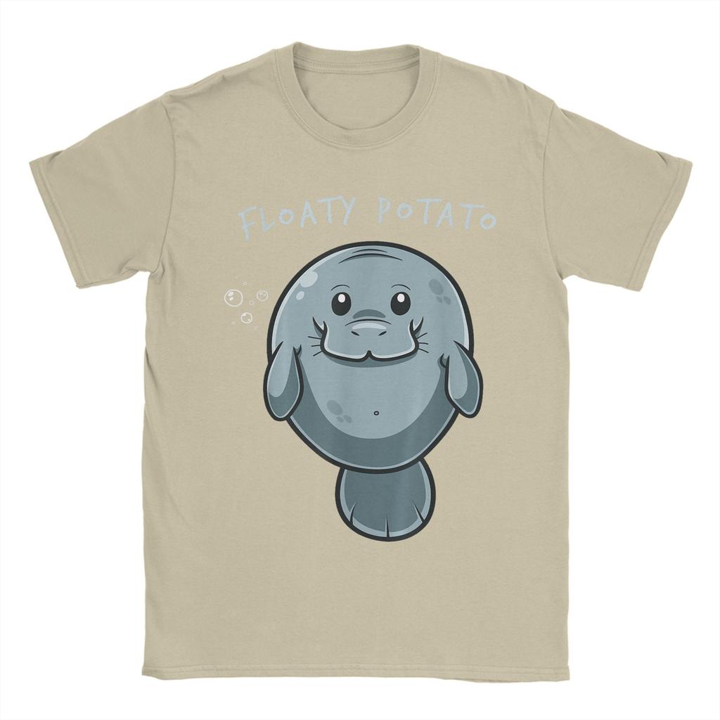 Floaty Potato Funny Kawaii Unisexatee Sea Animal Fish T Shirts for Unisex 100 Cotton TShirt Round Neck Tees Short Sleeve Tops Gift