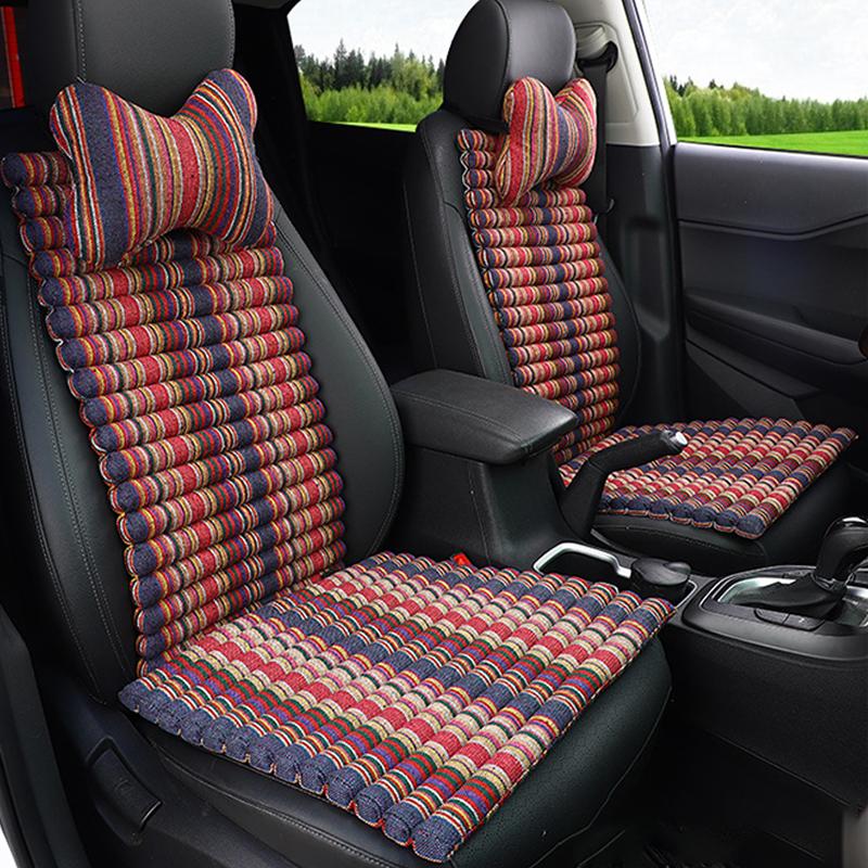 Чехол на сиденье автомобиля в этническом стиле Bohemia, дышащий лен, универсальная автомобильная подушка, моделирование салона автомобиля на четыре сезона