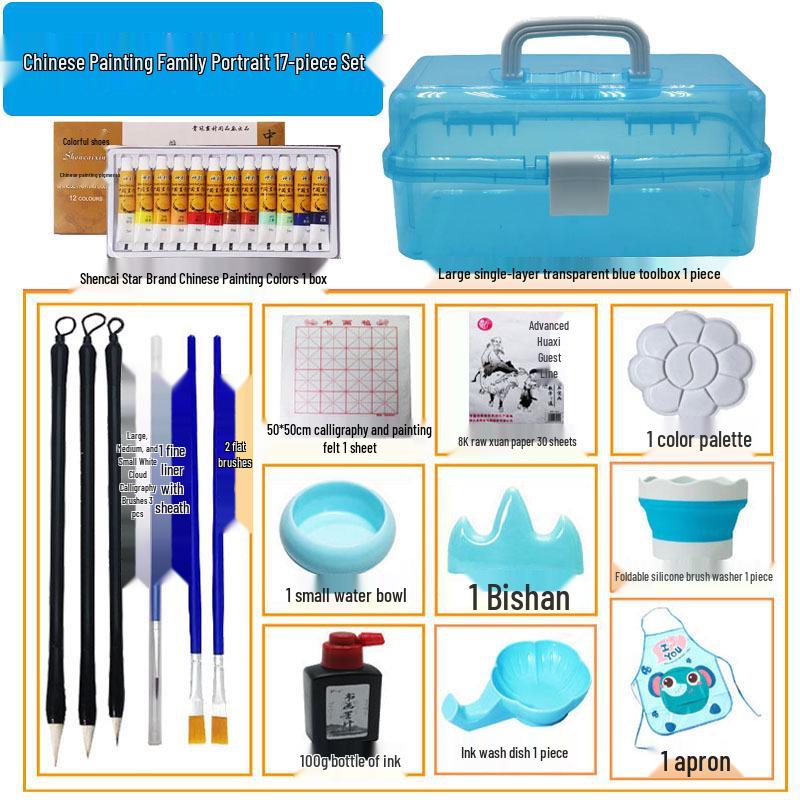 Полный набор для китайской живописи для начинающих: 12, 18 или 24 ярких цвета туши для акварели для семейных портретов и не только.