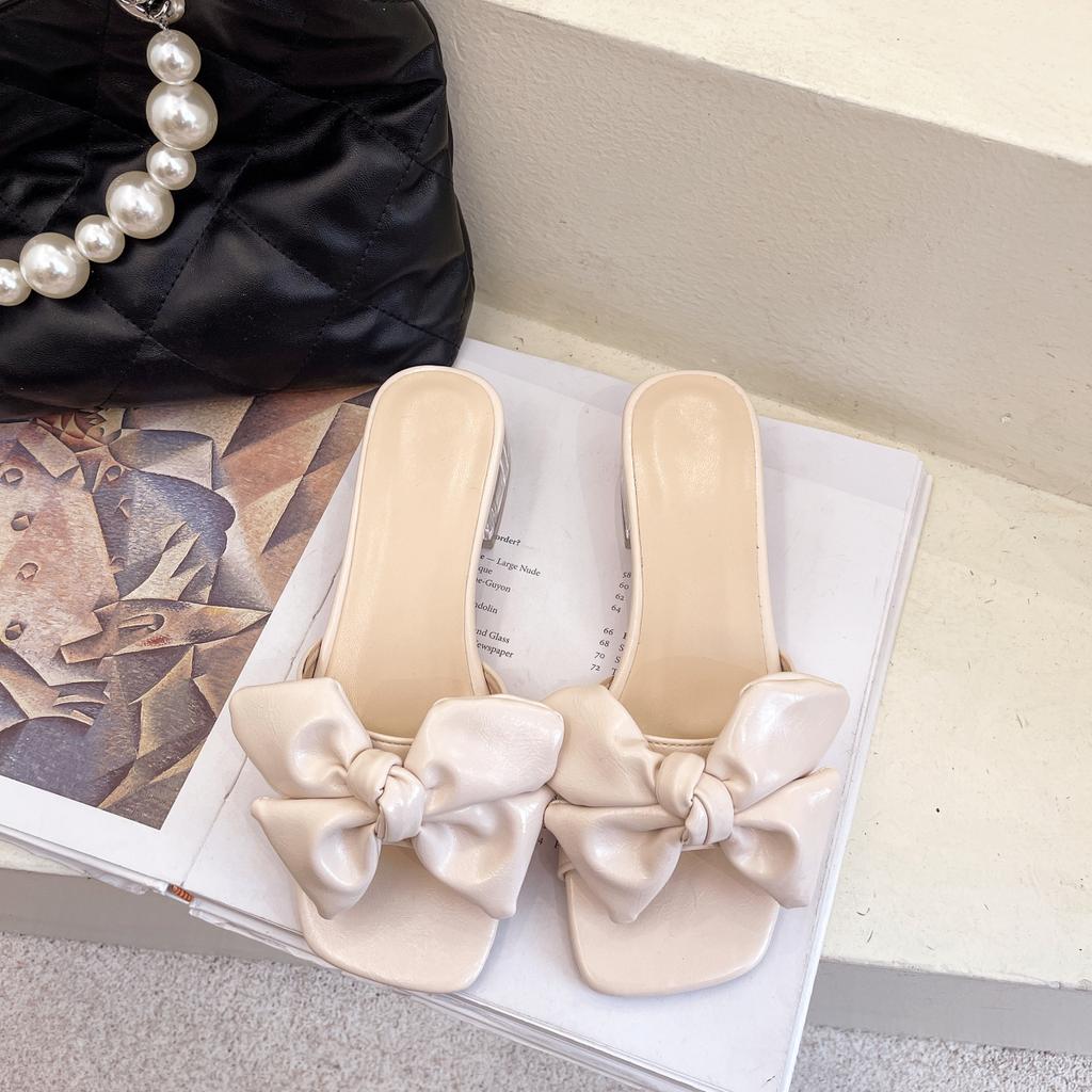 Модные сандалии с бантом, женские сандалии с открытым носком, плоские туфли, повседневные сандалии, дикие женские туфли, новинка 2024 года, летние женские тапочки