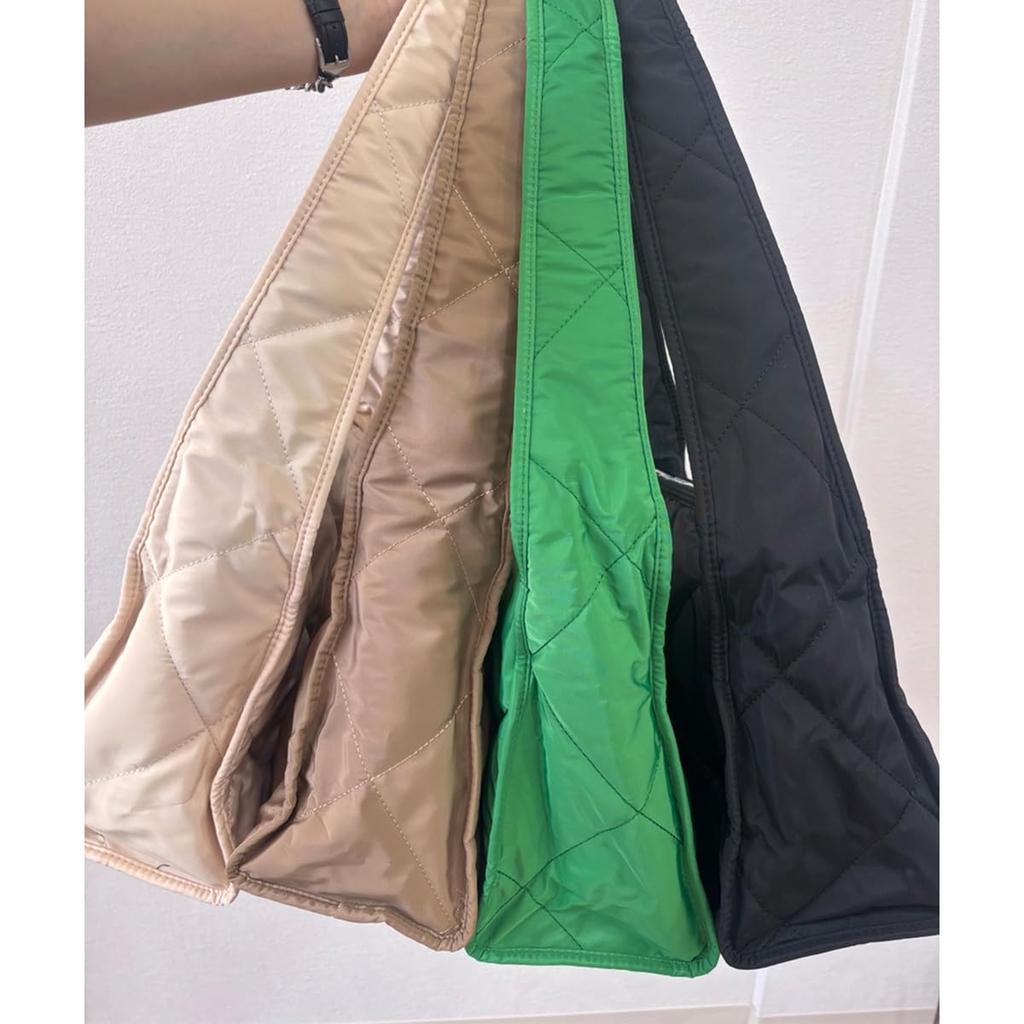 Сумка-тоут большая ультра на плечо для выхода стеганая [DIVA Rose] Женская сумка, Вместительная, Легкая, Формат А4, Простая, Милая, Стильная, Для выхода, Для путешествий, (зеленый)