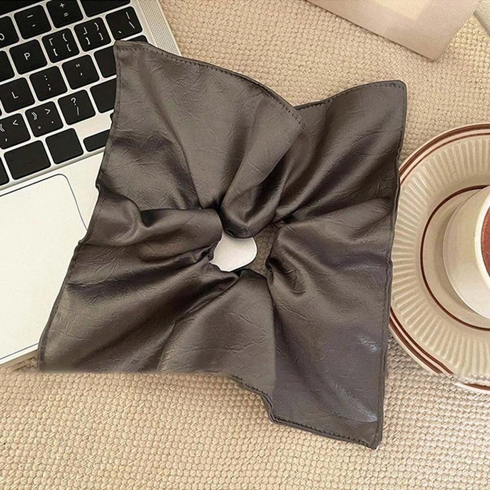 Korean Style Soft PU Scrunchies Elastic Retro Ponytail Holder Square Leather Hair Tie Gifts