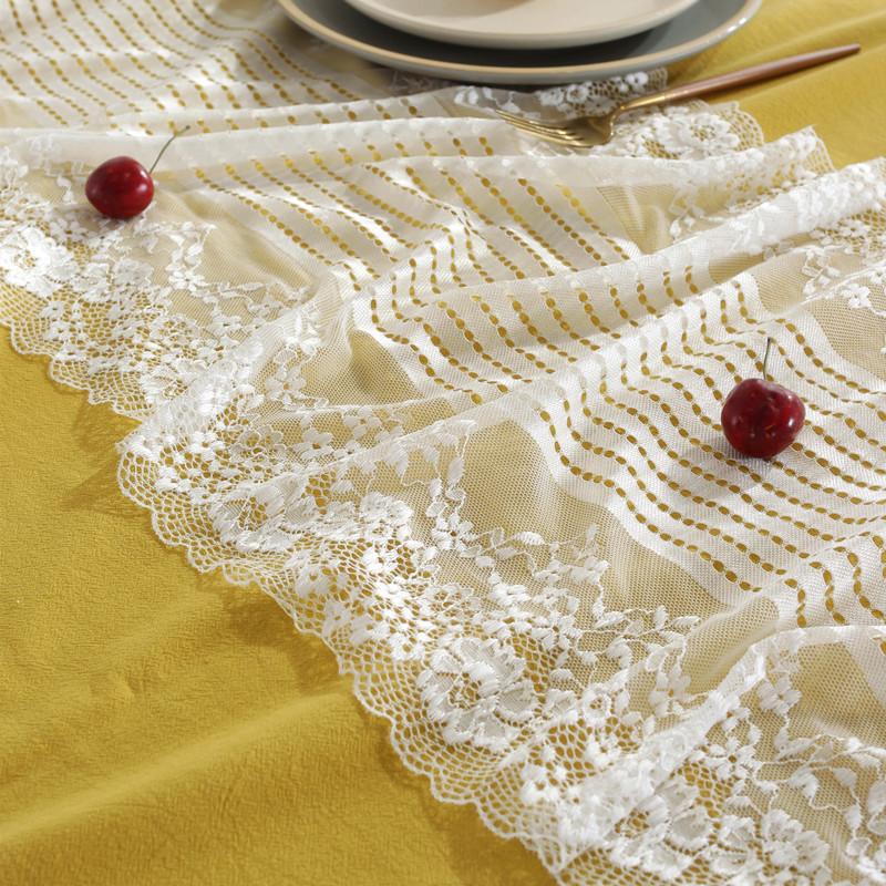 Modern Simple Solid Color Cotton Washed Cotton Contrasting Color Ruffle Edge Lace Table Flag Coffee Table Tablecloth Dining Table Cloth