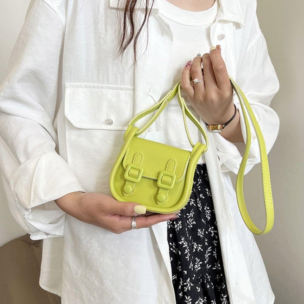 PU Crossbody Bag Small Square Bag Square Shoulder Bag Portable Mini Saddle Bag  Women