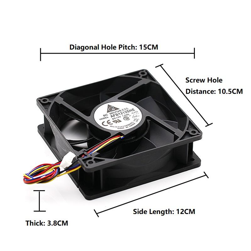 AFB1212SHE 12038 1.6A 12V 3700RPM 120ммx120ммx38мм 4-контактный 2-контактный PWM Серверный Корпус 151DELTA Супер Воздушный Поток Охлаждающий Вентилятор