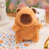 Orange Hat Frog Capybara With Backpack Plush Keychain Toy Decoration Pendant