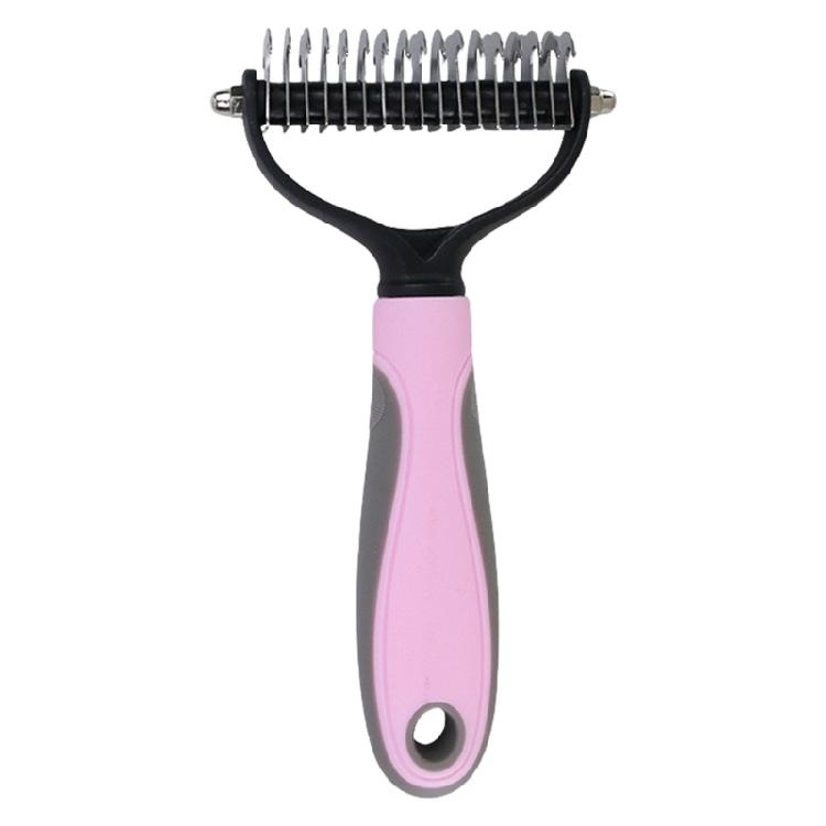 Ergonomic Pet Grooming Brush Double Side Head Design Stainless Steel Dog Cats Comb For Matted Furs Shedding Control