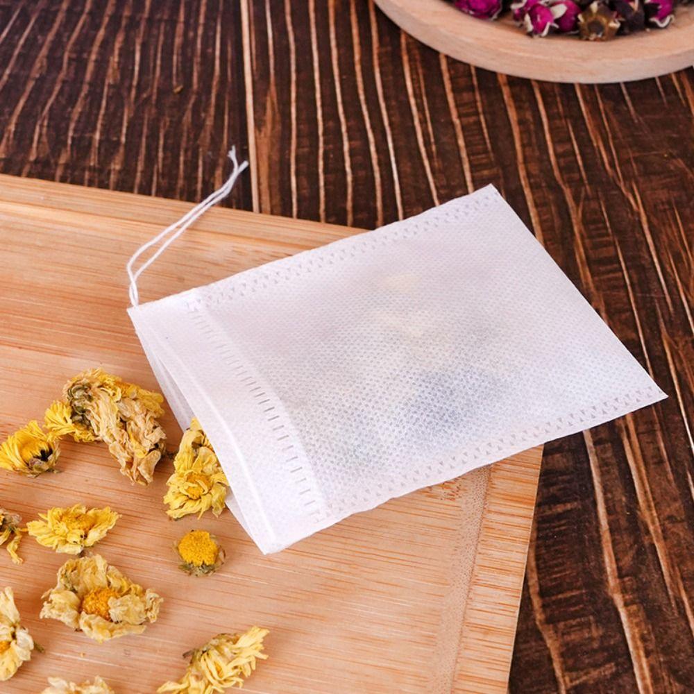 100Pcs Drawstring Tea Filter Bags with String Non-woven Fabric Tea Infuser Tea Accessories