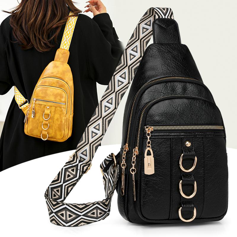 Женская сумка-ретро на грудь, однотонная сумка через плечо, поясная сумка